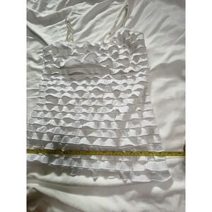 Energie White Tiered Ruffle Ribbon Spaghetti Strap Tank Top Size L